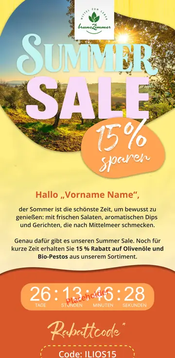 E-Mail-Design Bruno Zimmer: Summer Sale