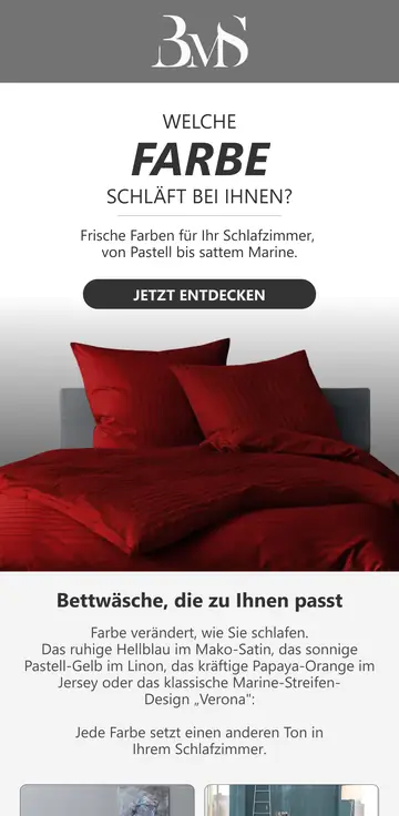 E-Mail-Design BMS Bettwaren: Welche Farbe schläft bei Ihnen?