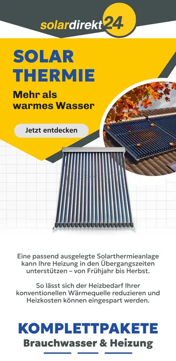 E-Mail-Design solardirekt24: Solarthermie zur Heizungsunterstützung