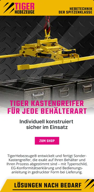 E-Mail-Design TIGER Hebezeuge: Kastengreifer für jede Behälterart