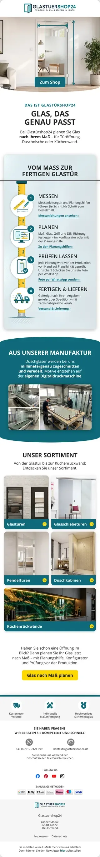 Newsletter von Glastürshop24