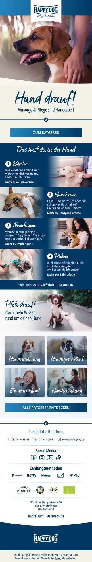 Newsletter von Happy Dog