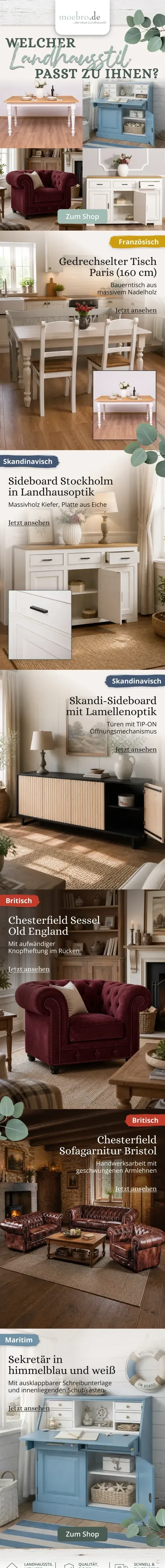 Newsletter von moebro.de: Landhausstil