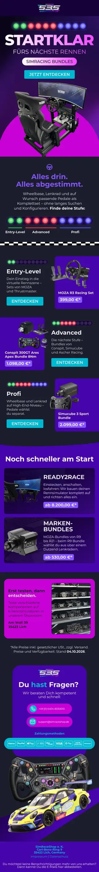 Newsletter von Simrace Shop