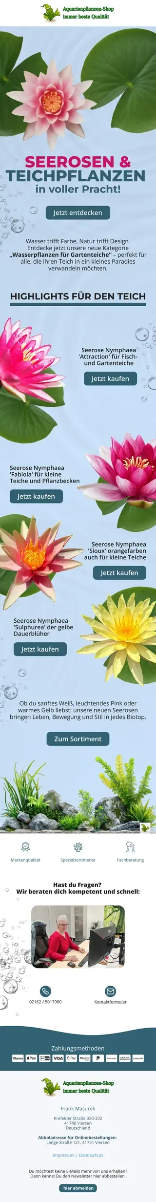 Newsletter von Aquarienpflanzen-Shop